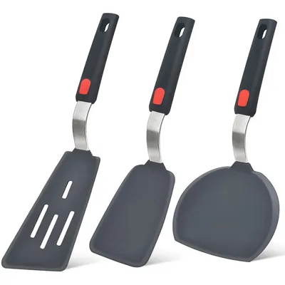 Produktbild von Pfannenwender Silikon 3er Set,315 °C Hitzebeständige Spatel aus Silikon für Antihaft-Kochgeschirr, BPA Frei,für Ei, Pfannkuchen, Fisch, Burger