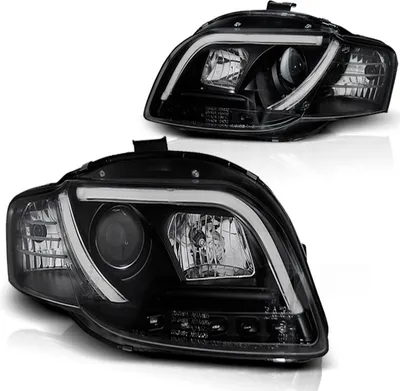 Image de Phares design à LED avec feux de jour, adaptés à l'Audi A4 B7 2005-2008, noir LTI