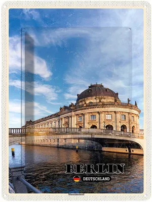 Produktbild von vianmo Blechschild 40x30 cm Berlin Hauptstadt Museuminsel Bildmotiv Reisemotiv Abenteuer Reisen Straße Stadt Urlaub