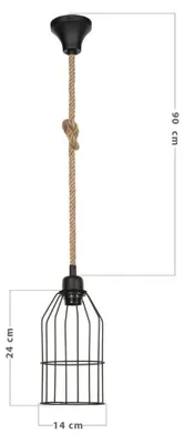 Immagine prodotto di Lampada a sospensione in metallo nero e corda Halat ASZ0549