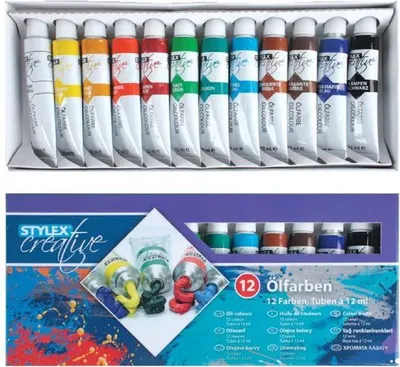 Produktbild von STYLEX® 28652 Olejová farba - 12 tub á 12 ml