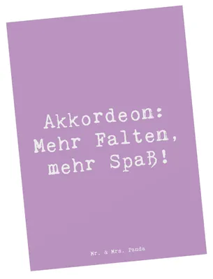 Produktbild von Mr. & Mrs. Panda Grußkarte Spruch Akkordeon Spaß - Lavendeltraum - Geschenk, Musikinstrument, volkstümlich, Postkarten, Kunstkarten, Lernen, Ansichtskarten, Ansichtskarte
