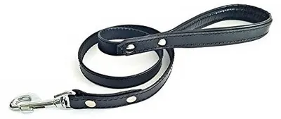 Hundeleine aus Leder, 110 cm, Schwarz & Orange