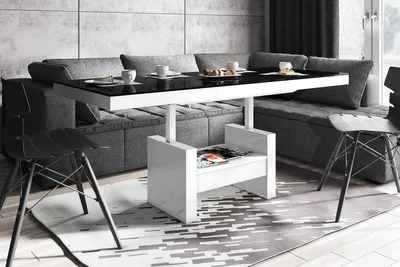 Produktbild von Design Couchtisch Tisch HLU-111 Schublade höhenverstellbar ausziehbar Esstisch