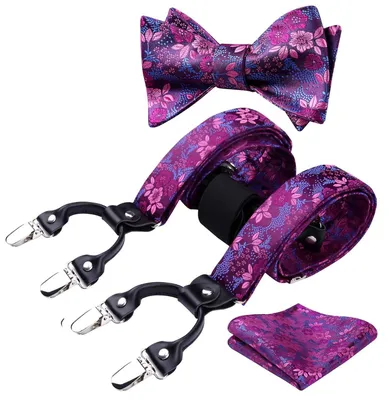 Image de Ensemble de 3 bretelles ajustables pour hommes, avec nœud papillon