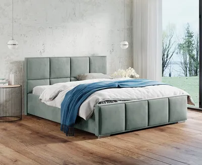 Produktbild von Furmeb24 - CLOUD 200 x 200 cm - Polsterbett aus Holzrahmen , Doppelbett mit h¶her Kopsttze - Inclusive Matraze - (Velutto 15)