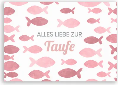 Produktbild von Friendly Fox Karte zur Taufe Fische Taufkarte zur Taufe, heilige Taufe Mädchen rosa Fische Klappkarte Glückwunschkarte Taufe mit Umschlag
