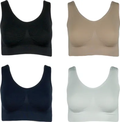 Produktbild von J-Line 4er Damen Komfort Bustier Schlaf BH ohne Bügel nahtlos Soft Bra Bralette;Weiß,XL