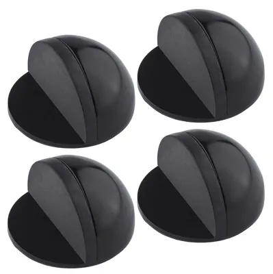 Produktbild von 4-teiliges Set selbstklebender Bodenstopper, Türstopper aus Edelstahl für alle Hartböden, zum Schutz von Badezimmerwänden, Türen und Möbeln, schwarz