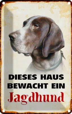 Produktbild von vianmo Blechschild 18x12 cm Hund dieses Haus bewacht ein Jagdhund Tier Haustier