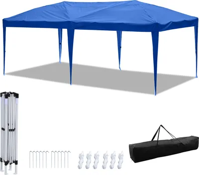 Immagine prodotto di Clanmacy Gazebo pieghevole 3 x 6 m Gazebo Pop Up Tenda da giardino pieghevole, protezione UV 50+ gazebo e tende per feste senza lati Blu