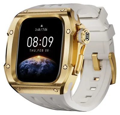 Produktbild von Für Apple Watch Series 10 46mm Hochwertiges Silikon Arm Band mit Metall Gehäuse