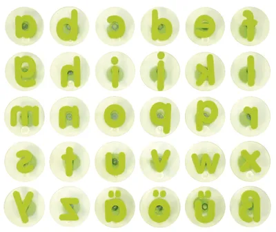 Produktbild von EDUPLAY 220-031 Riesenstempel Kleinbuchstaben, transparent/grün, 30-teilig (1 Set)