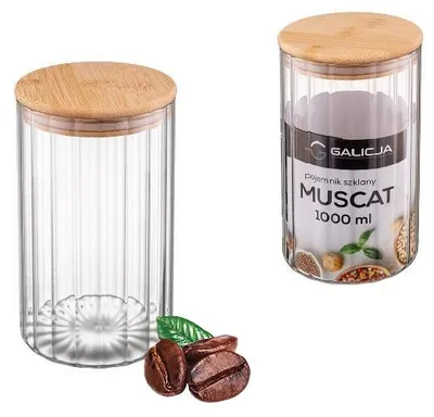 Immagine prodotto di Contenitore in vetro per moscato 1000 ml - Coperchio in bambù, ermetico