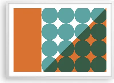 Produktbild von Gerahmtes Poster - Weißer Rahmen - Koliken Türkis Orange - 70x50 cm - Wand Bild - Wanddeko - Wandbilder - Kunstposter - Wandposter - Bilderrahmen - Bilder - Kunstdruck - P2WAA70x50-4606