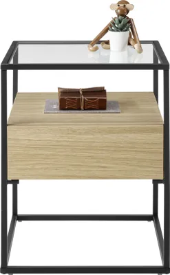 Produktbild von Couchtisch Evora mit Glasplatte | 43x43 | Eiche