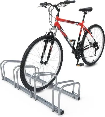 Productafbeelding van Famanu fietsenrek voor 4 fietsen - geschikt voor montage op de vloer en aan de muur, zilverkleurig