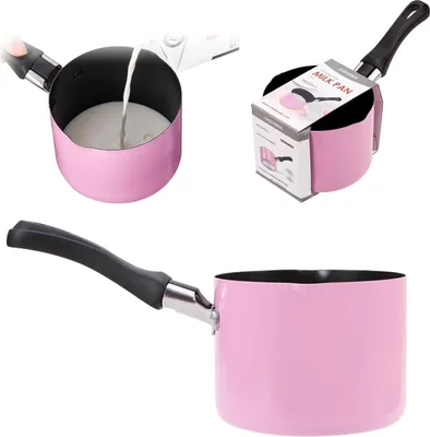 Obrázek produktu pro Mini hrnec s rukojetí, 550 ml, 10 cm, malý džbánek na mléko, ohřívač másla s nepřilnavým povrchem, mini hrnec na polévku, hrnec na rozpouštění mléka se dvěma výlevkami (růžový)