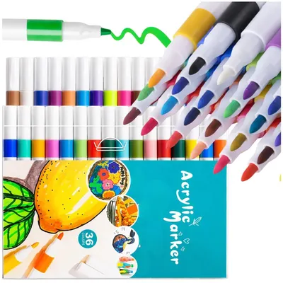 Immagine prodotto di Set di pennarelli acrilici da 36 colori, con punta morbida, ideali per dipingere da soli