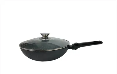 Immagine prodotto di Padella WOK manico rimovibile 32cm induzione coperchio padella antiaderente marmo