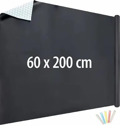 Image de Film tableau noir adhésif 60 x 200 cm avec 5 craies colorées