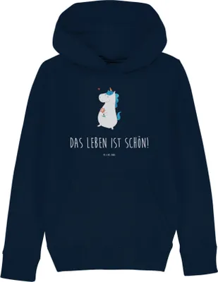 Produktbild von Mr. & Mrs. Panda Kinderpullover Einhorn Spaziergang 7-8 Jahre (122/128) - French Navy - Geschenk, Einhörner, Kapuzenpulli, Pullover, Sweater, Mutter, Kapuzenpullover
