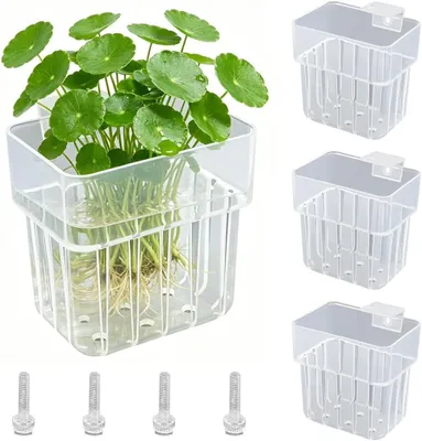 Produktbild von Aquariumpflanzenhalter 4 Stück, transparent, 8 x 8 x 5,7 cm, Kunststoff, für Aquarium