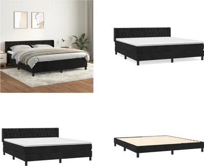 Obrázek produktu pro vidaXL Boxspring postel s matrací černá 180x200 cm samet - Boxspring postel - Boxspringbetten - Bett - Schlafzimmermöbel