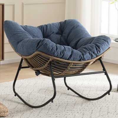 Productafbeelding van Schommelstoel, bekleed met chenille, modern design, veelzijdig voor woonkamer, slaapkamer of kinderkamer