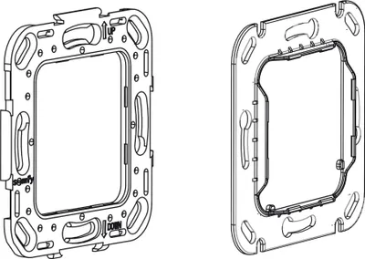 Two mounting plates for a Somfy Smoove wireless wall transmitter.