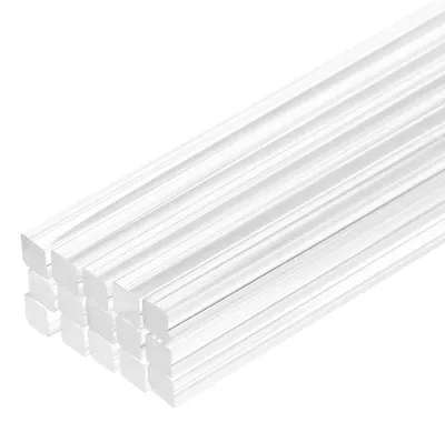 Acrylstäbe, 15 Stück, 3 mm x 200 mm, transparent, quadratisch