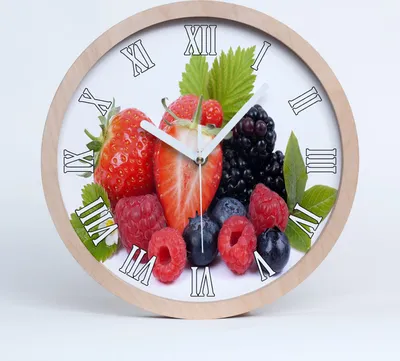 Produktbild von Holzuhr 20fi cm wanduhr - weiße Spitzen - Waldfrüchte