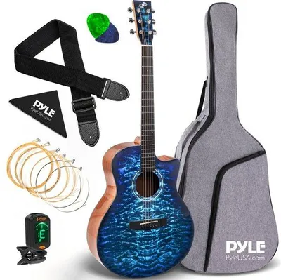 Immagine prodotto di Chitarra acustica Pyle - Chitarra acustica per principianti, Chitarra acustica, Chitarra occidentale per adulti con accordatore, Chitarra con borsa e set