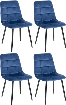 Immagine prodotto di set di 4 sedie da pranzo - sedie da cucina - imbottitura confortevole | colore: blu
