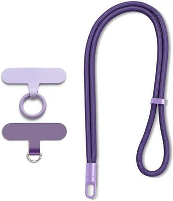 Image de Lanière pour téléphone portable, violette, cordon pratique avec mousqueton