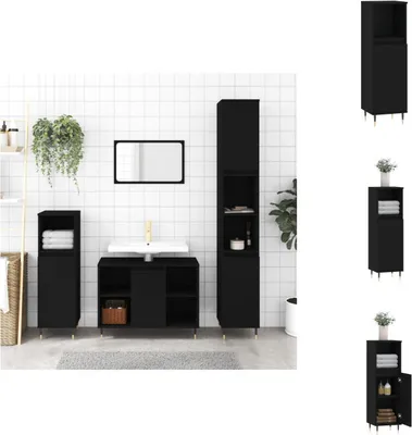 Obrázok produktu pre vidaXL Kúpeľňová skrinka čierna 30x30x100 cm materiál na báze dreva - Umývadlá do kúpeľne