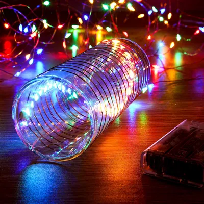 LED-Feenlichter 5m, 50 LEDs, mehrfarbig, Timer, Funkelmodus, batteriebetrieben