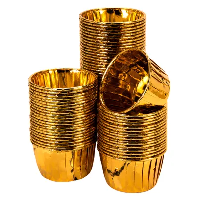 Produktbild von Muffinförmchen 40×50 mm – Gold – 100 Stück – Backformen – Fettresistent – Elegant