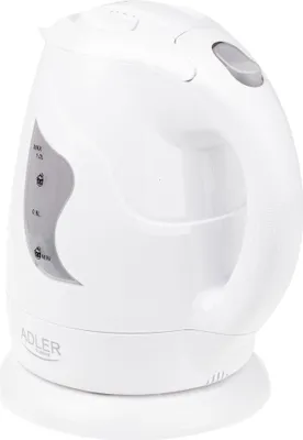 Zdjęcie produktu dla Adler AD 08 w, 1 l, 850 W, Biały, Wskaźnik poziomu wody, Bezprzewodowy, Filtrowanie