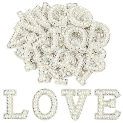 26 selbstklebende Perlen-Buchstaben-Patches A-Z, 4,6 cm, mehrfarbig