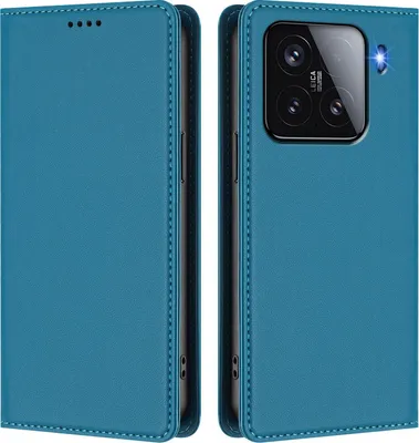 Produktbild von Handyhülle für Xiaomi 15, Kunstleder Klapphülle Stoßfeste Magnetische Hülle mit Ständer Blau