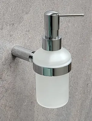 Produktbild von Mindora Seifenspender mit Wandhalter Milchglas verchromt Bad Wandmontage