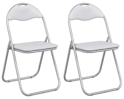 Image de Ensemble de deux chaises pliantes, blanches et grises