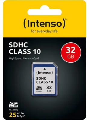Zdjęcie produktu dla Intenso 32GB SDHC, 32 GB, SDHC, Klasa 10, UHS-I, 90 MB/s, Class 1 (U1)