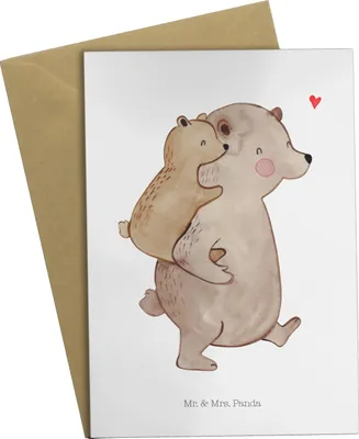 Produktbild von Mr. & Mrs. Panda Glückwunschkarte Papa Bär - Weiß - Geschenk, osterkarten, Grußkarten, weihnachtskarten, Geburtstag, Vatertag, einladungskarten, hochzeitskarten