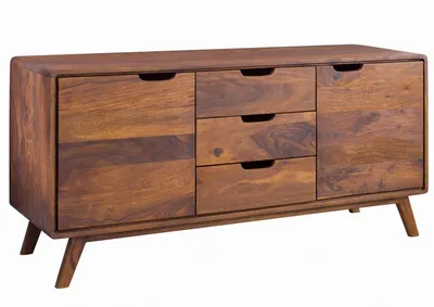 Image de MASSIVMOEBEL24 | Buffet 134x40 Palissandre laqué Noisette MALMÖ 2 #107