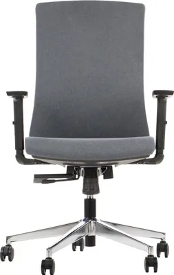 Image de Chaise de bureau pivotante ergonomique TONO, base chromée, accoudoirs réglables, revêtement graphite