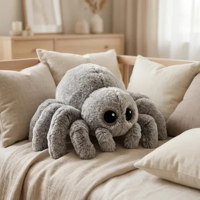 Produktbild von Realistische Spinne Plüschtier Kuscheltier 11-30cm Grau Spinnen Stofftier Kinder Geschenk Weihnachten - Farbe: Grau