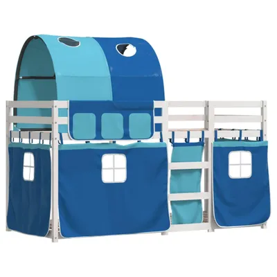 Image de Lit superposé sans matelas bleu 80x200 cm bois de pin massif