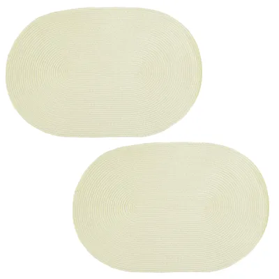 Produktbild von Platzset 2er Set Ecru oval ca. 45x30 cm Platzdeckchen Tischset geflochtene Optik